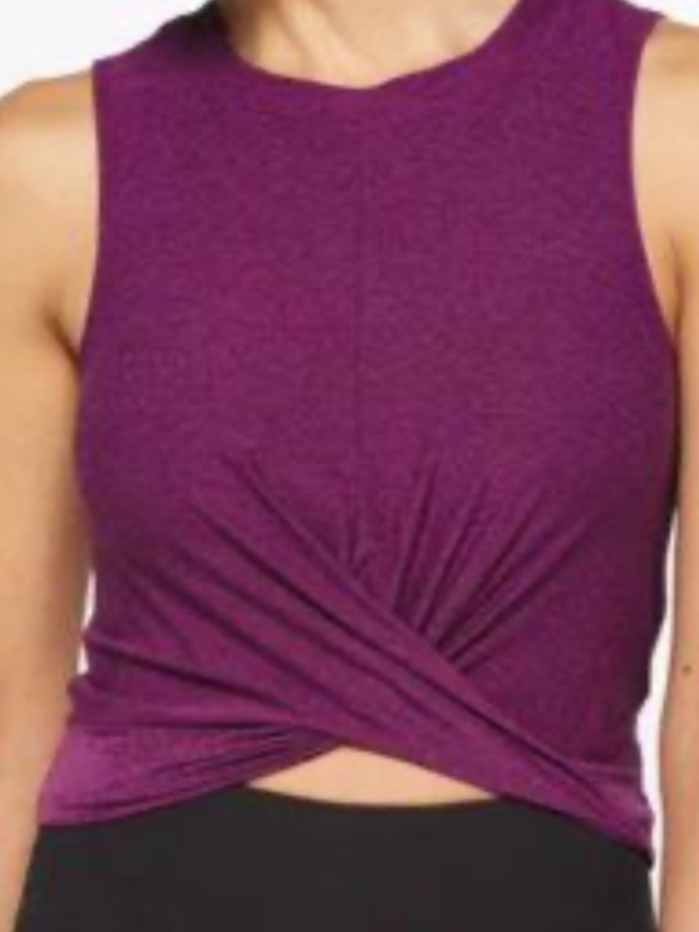 Beyond Yoga Large featherweight intersect Twist-Front Crop Tank aubergine beet